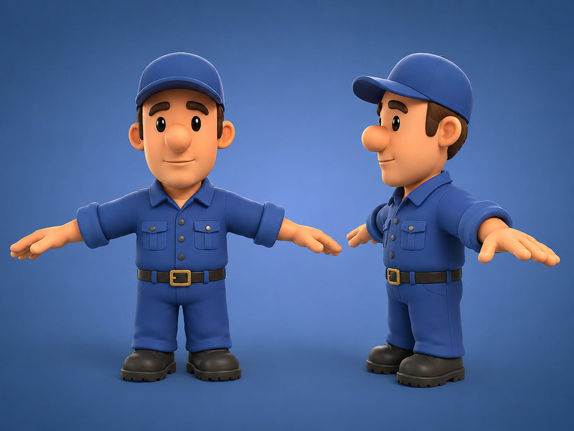 Personnage technicien en T-pose