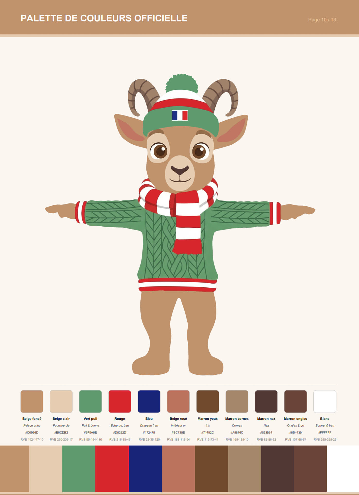 Palette de couleurs officielle d'une mascotte