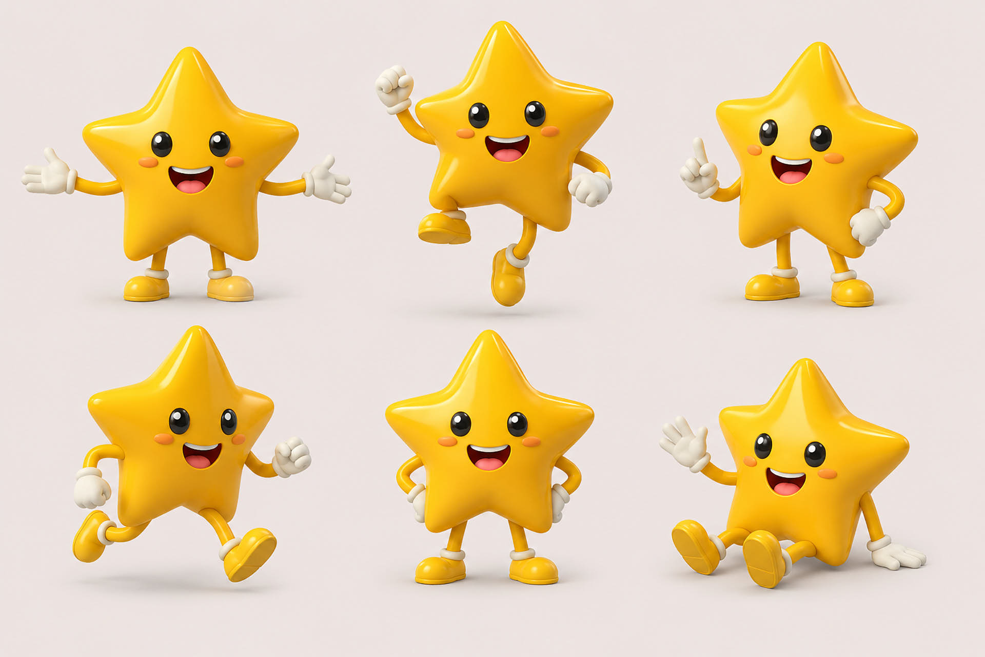 Personnage étoile en six poses