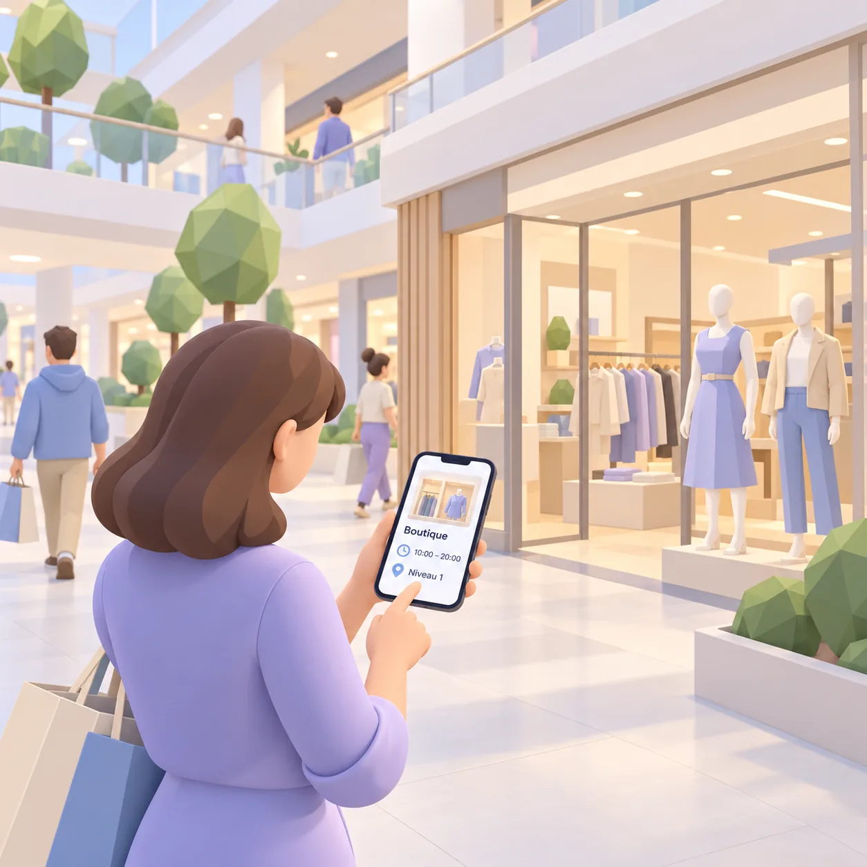 Cartomapix map: a shop's information card with opening times in a shopping arcade