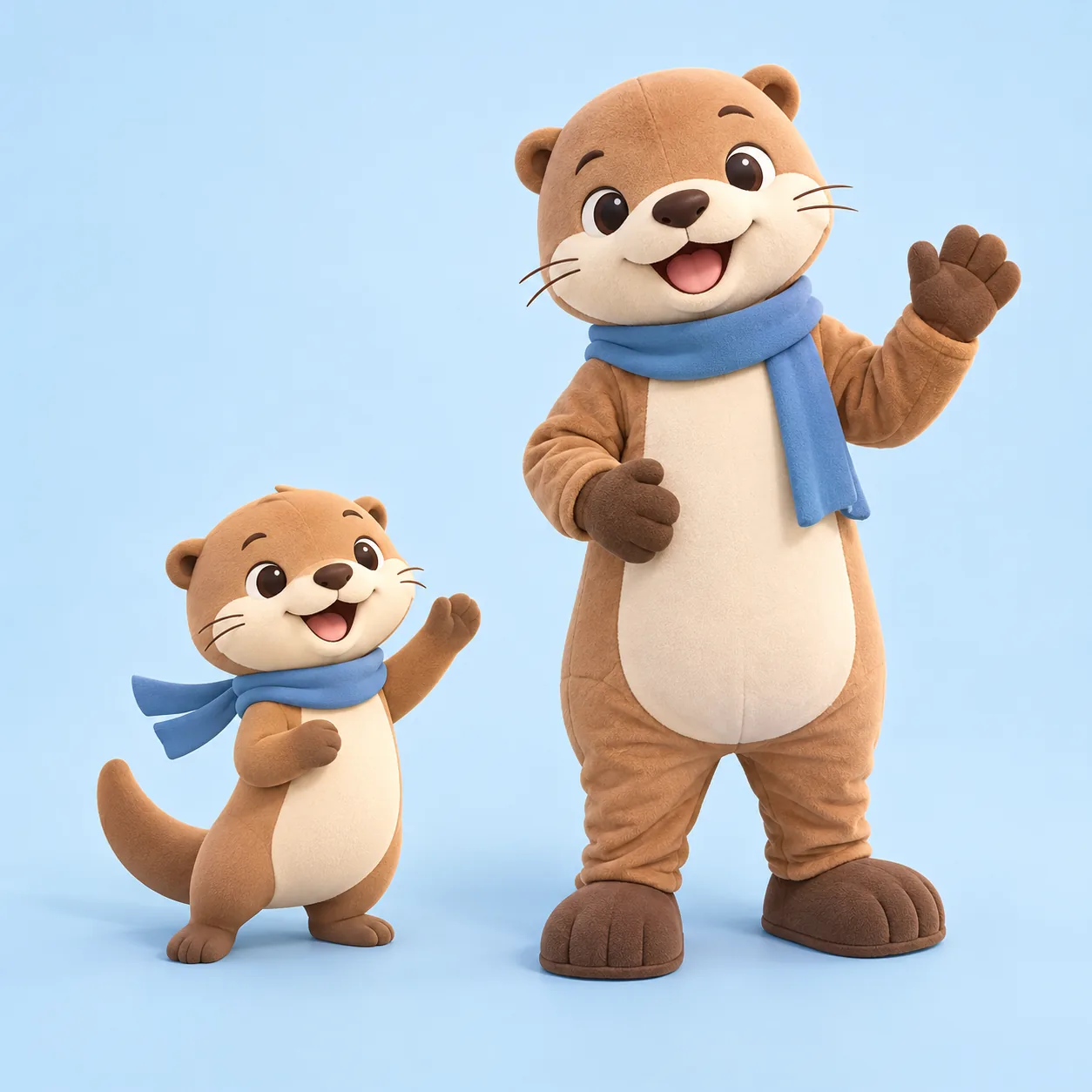 The 3D character next to its proposed costume