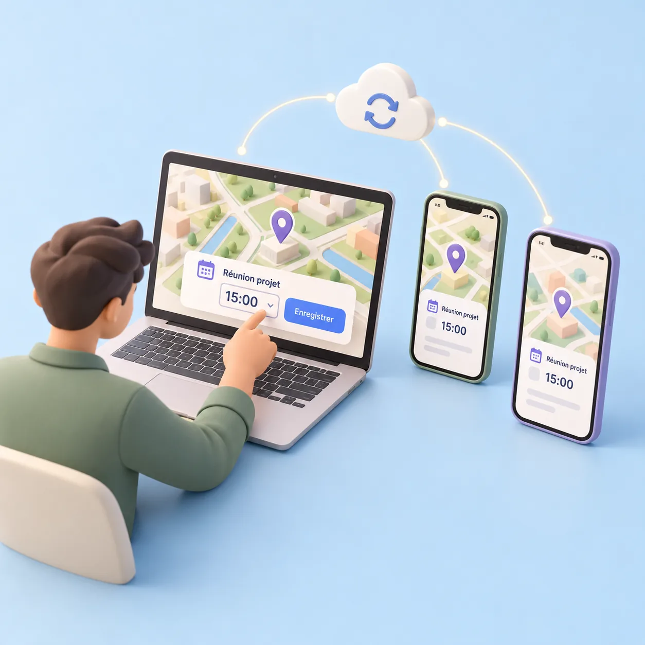 Une modification faite sur ordinateur arrive sur les téléphones des visiteurs