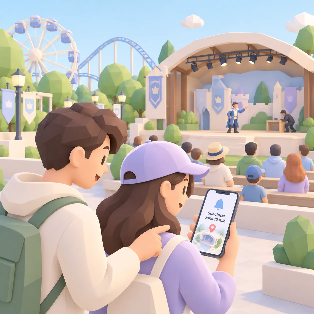 Cartomapix map: programme and reminder before a theme park show