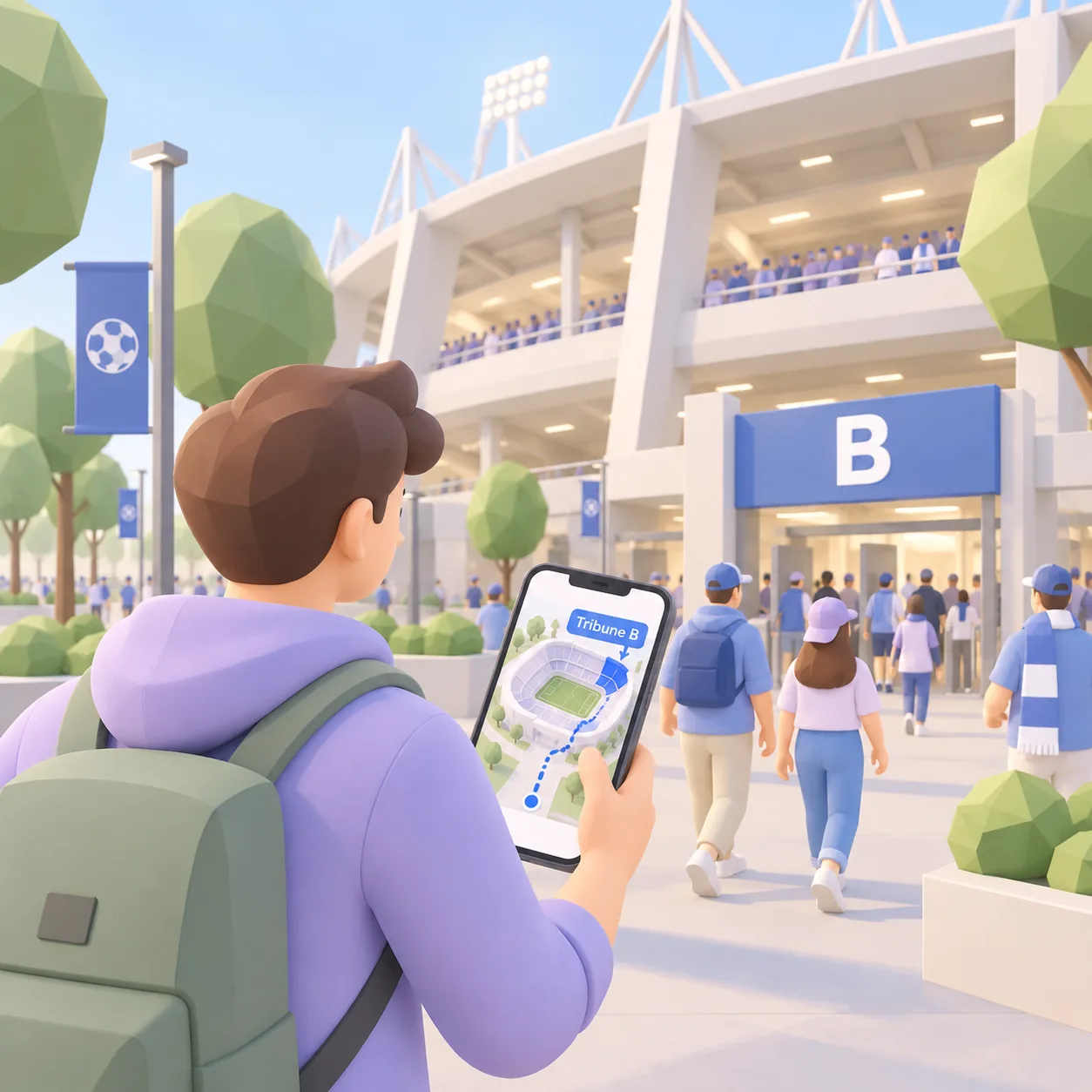 Cartomapix map: a spectator follows the route to their stand