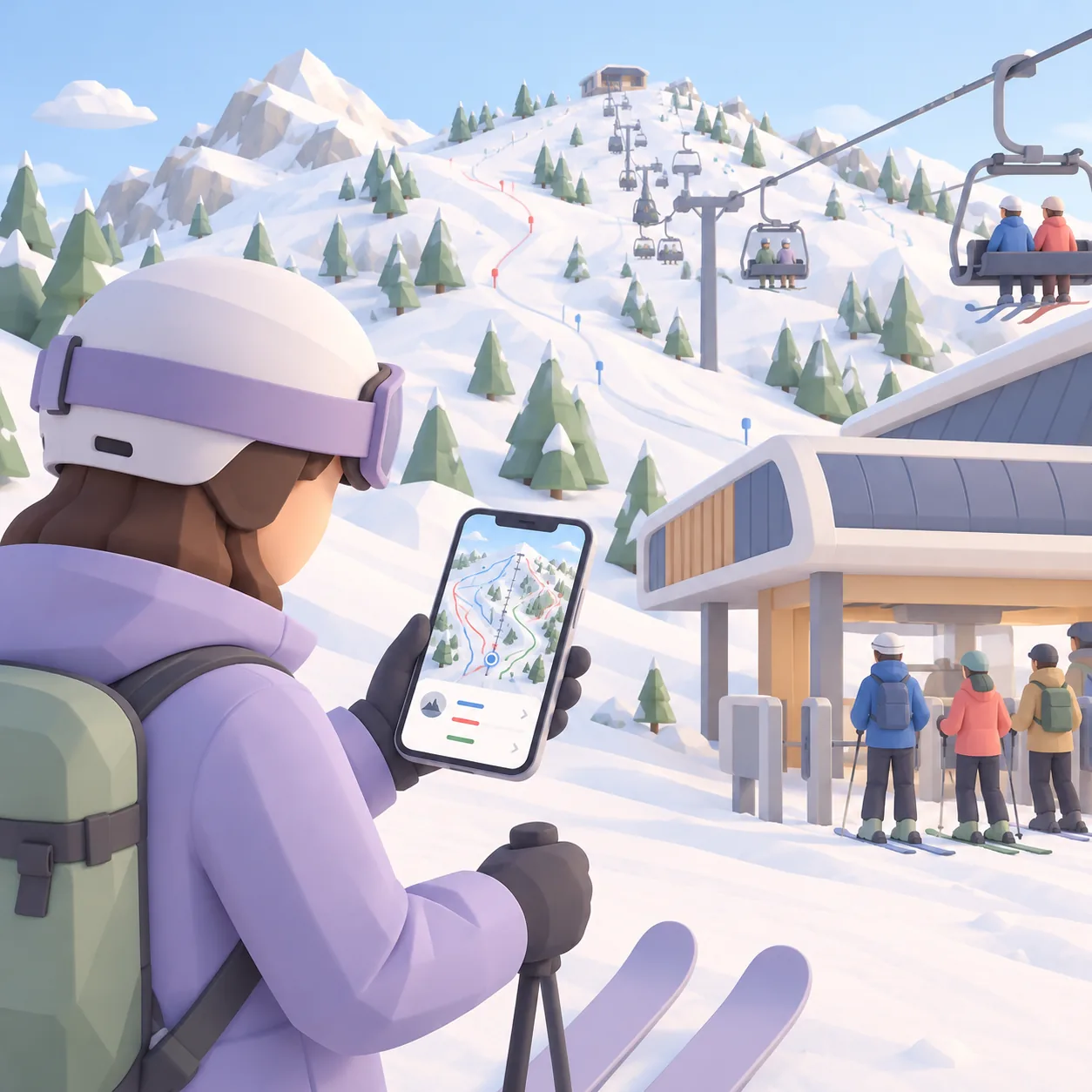Carte Cartomapix en relief des pistes d'une station de ski